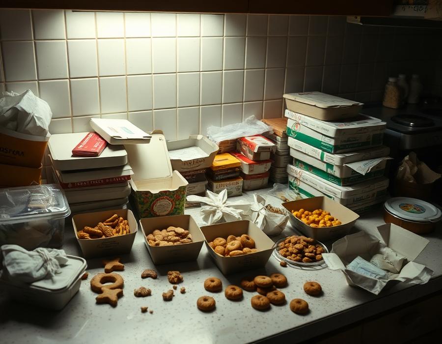 Bancada de cozinha desorganizada