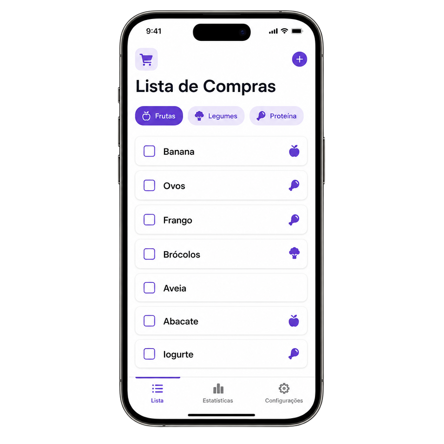Mockup da lista de compras
